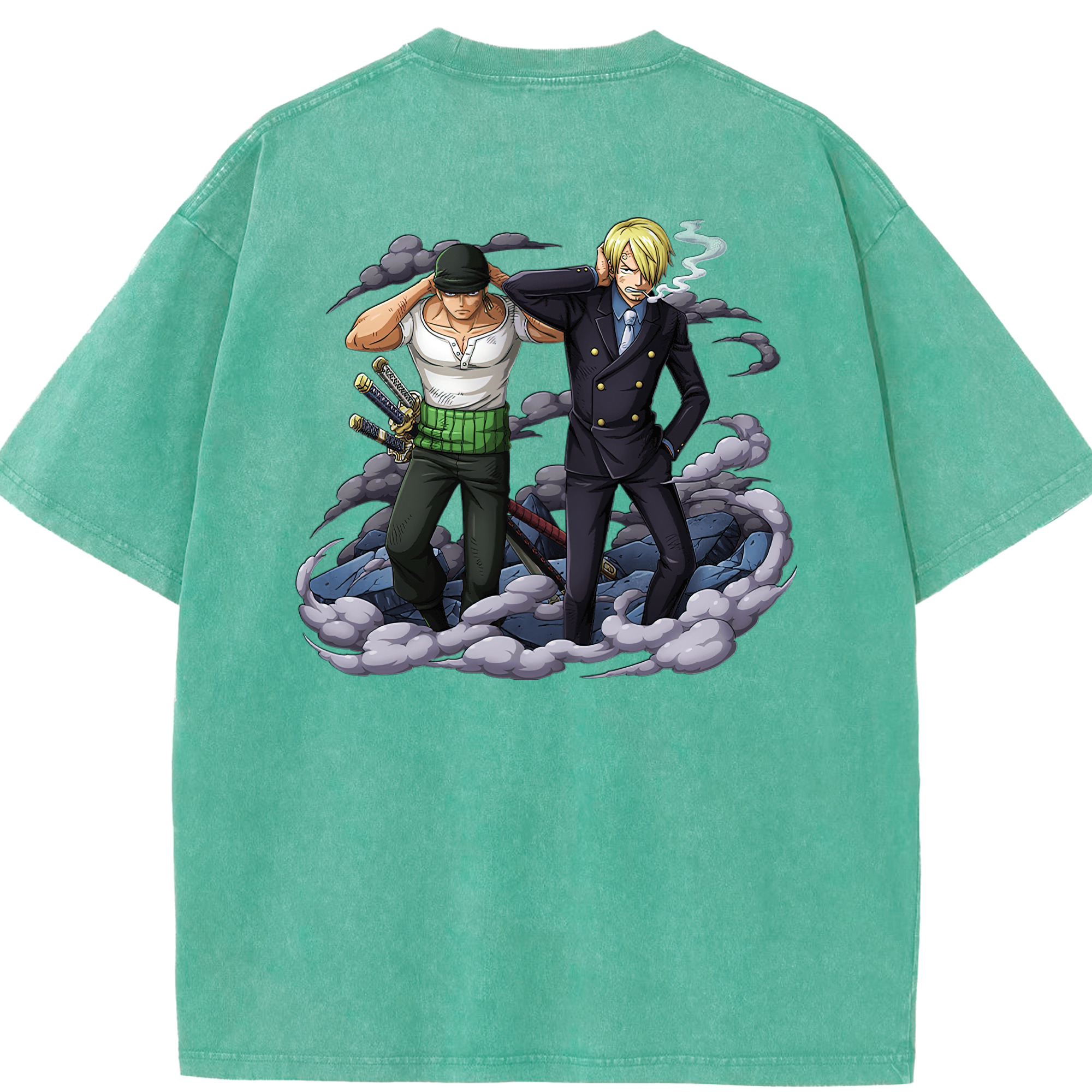 ワンピース サンジ ONE PIECE Sanji 綿100% ヴィンテージ風 半袖Tシャツ（背面プリント）